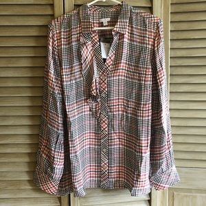 J.Jill tea rose ruffled blouse, size L